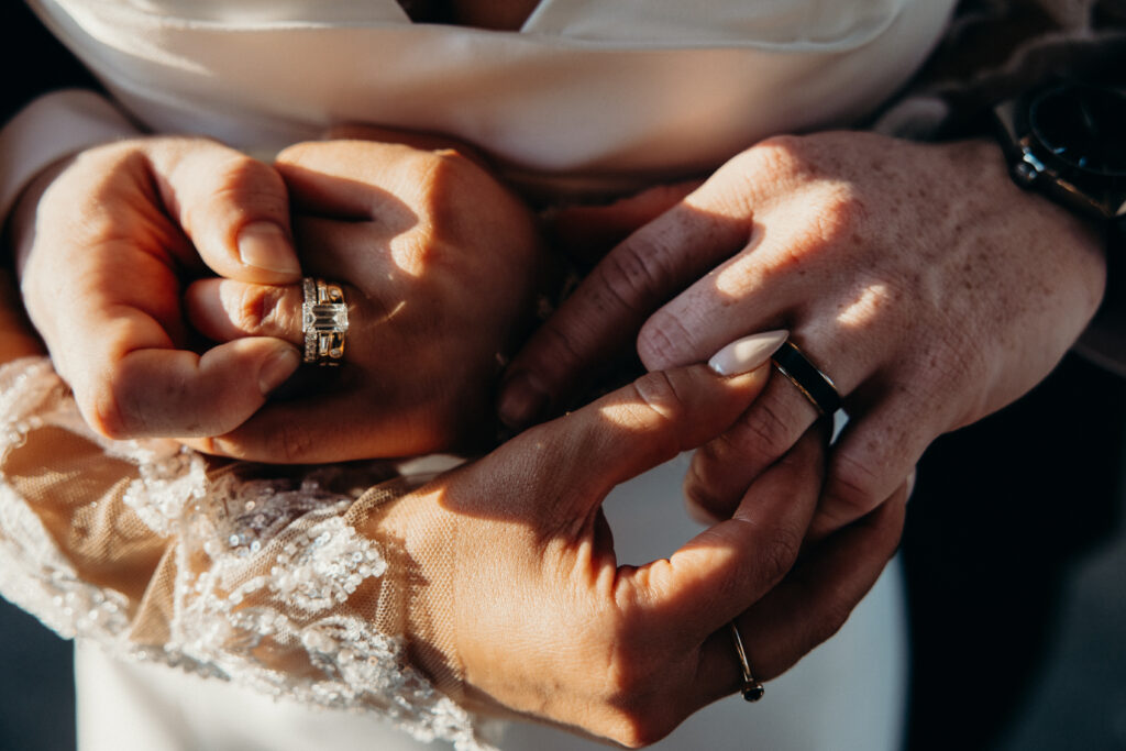 Couple photographed at diamond mills by brooklyn wedding photographer