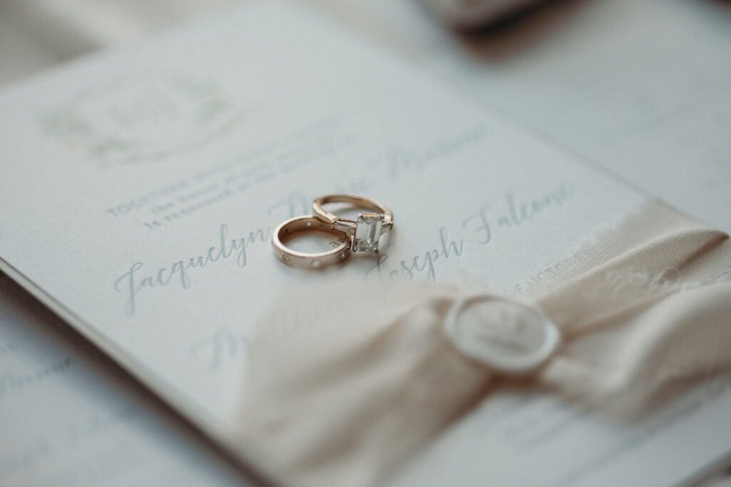 Rings photographed by brooklyn wedding photographer at diamond mills