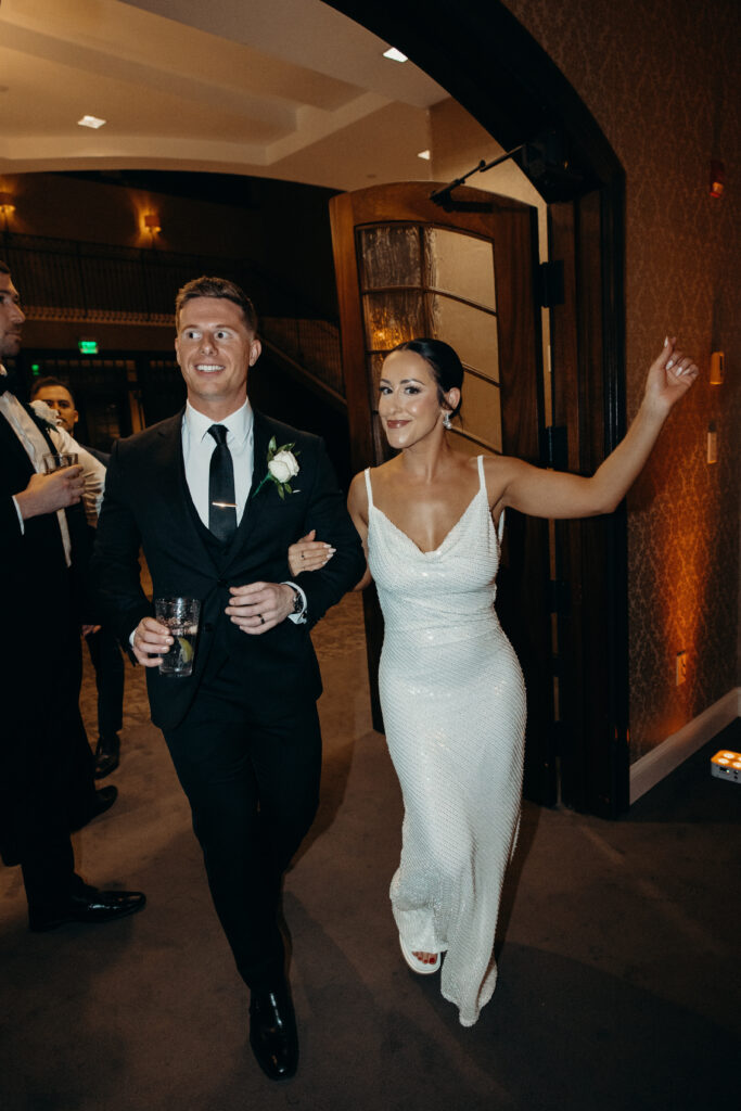 Evening reception photographed by brooklyn wedding photographer at diamond mills