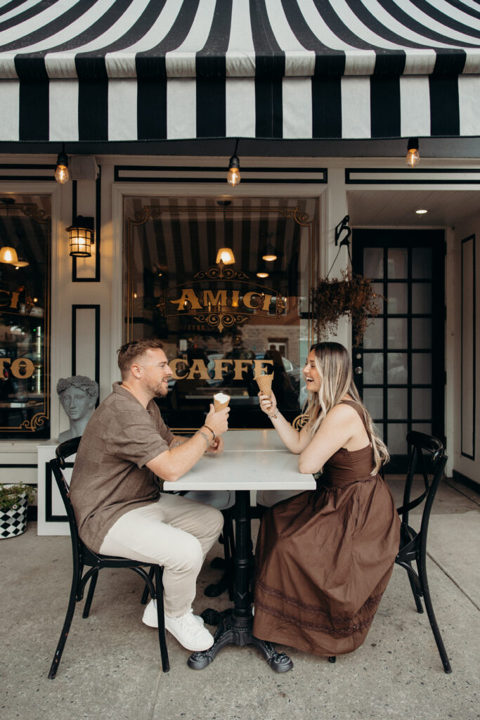 Engaged couple photographed at jersey shore by a brooklyn wedding photographer