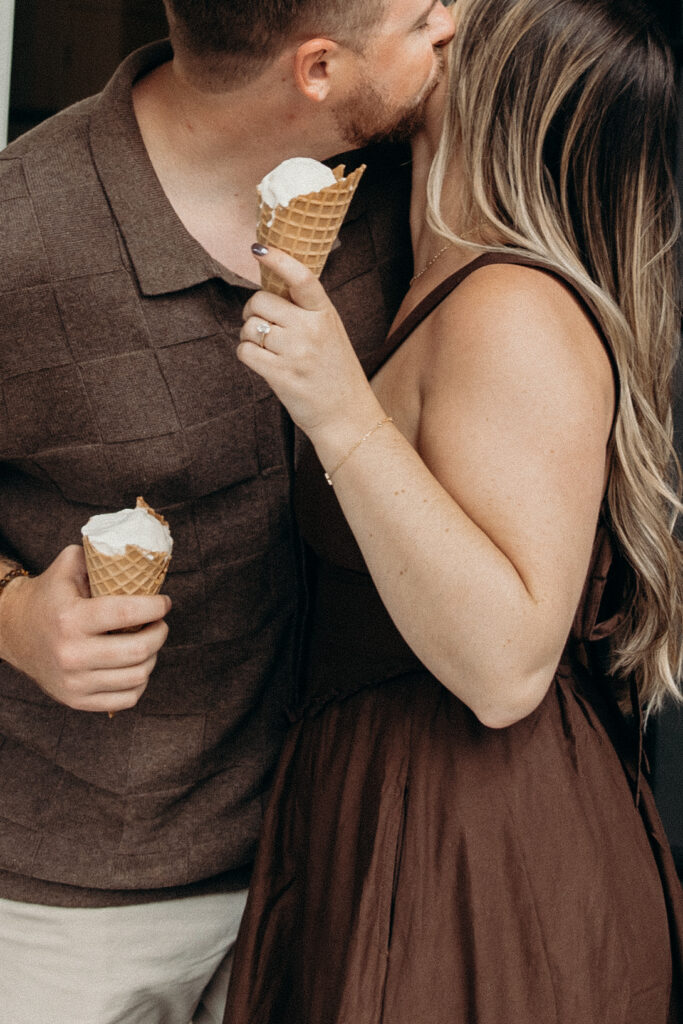 Engaged couple photographed at jersey shore by a brooklyn wedding photographer