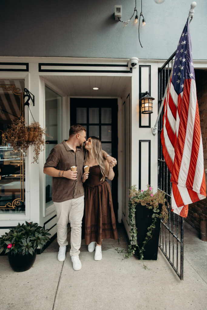 Engaged couple photographed at jersey shore by a brooklyn wedding photographer