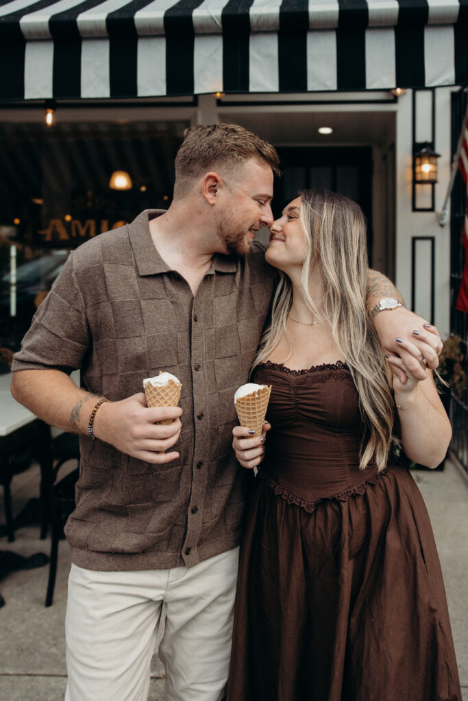 Engaged couple photographed at jersey shore by a brooklyn wedding photographer