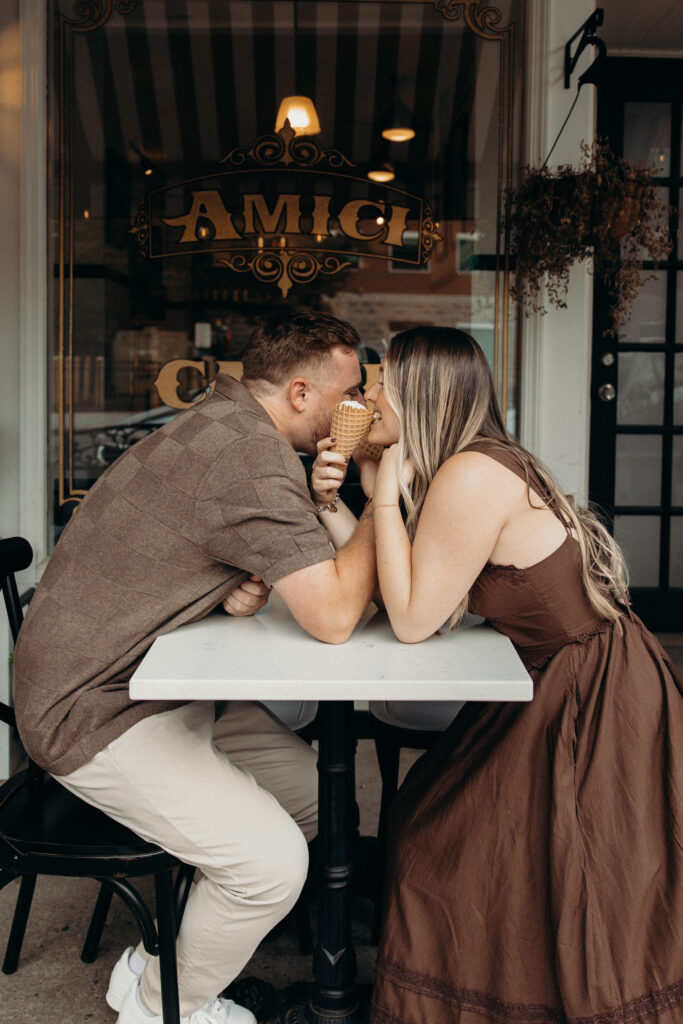 Engaged couple photographed at jersey shore by a brooklyn wedding photographer