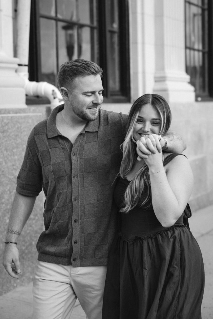 Engaged couple photographed at jersey shore by a brooklyn wedding photographer