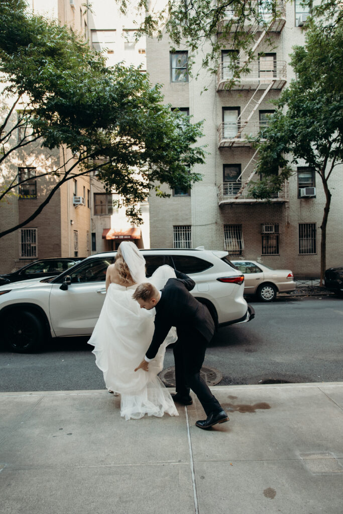 Couple photographed at upper west side by brooklyn elopement photographer