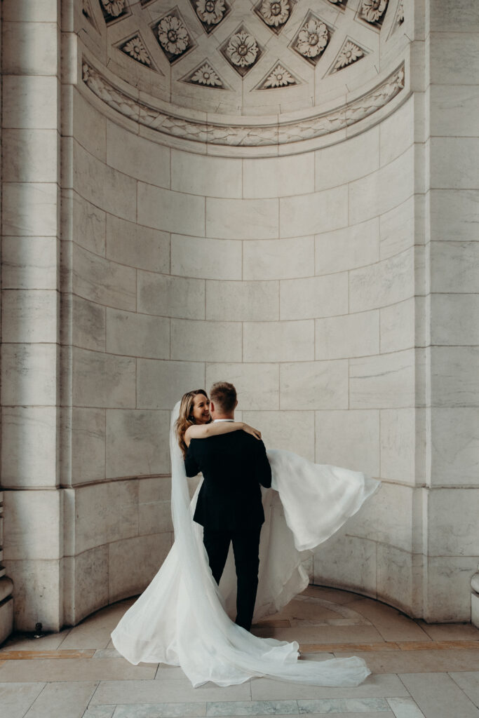 Couple photographed at upper west side by brooklyn elopement photographer