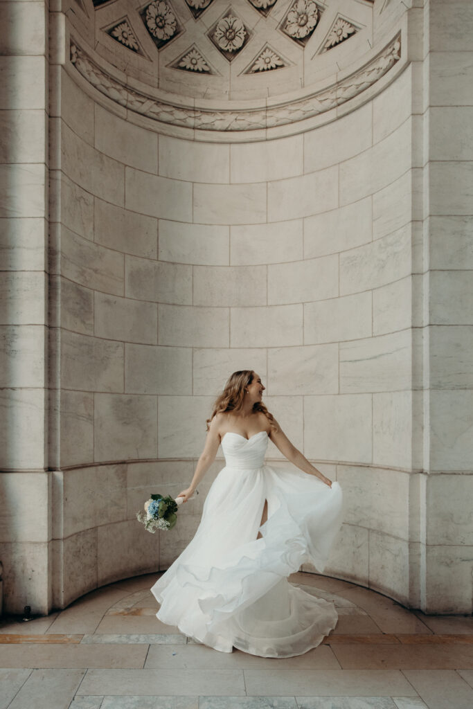 Bride photographed at upper west side by brooklyn elopement photographer