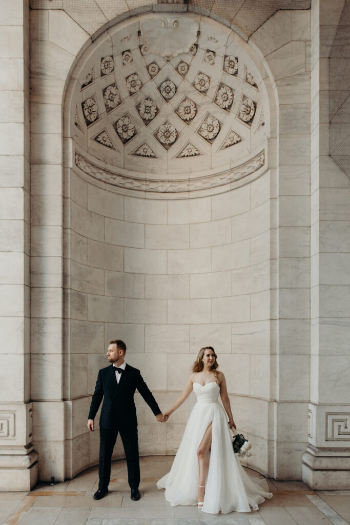 Couple photographed at upper west side by brooklyn elopement photographer