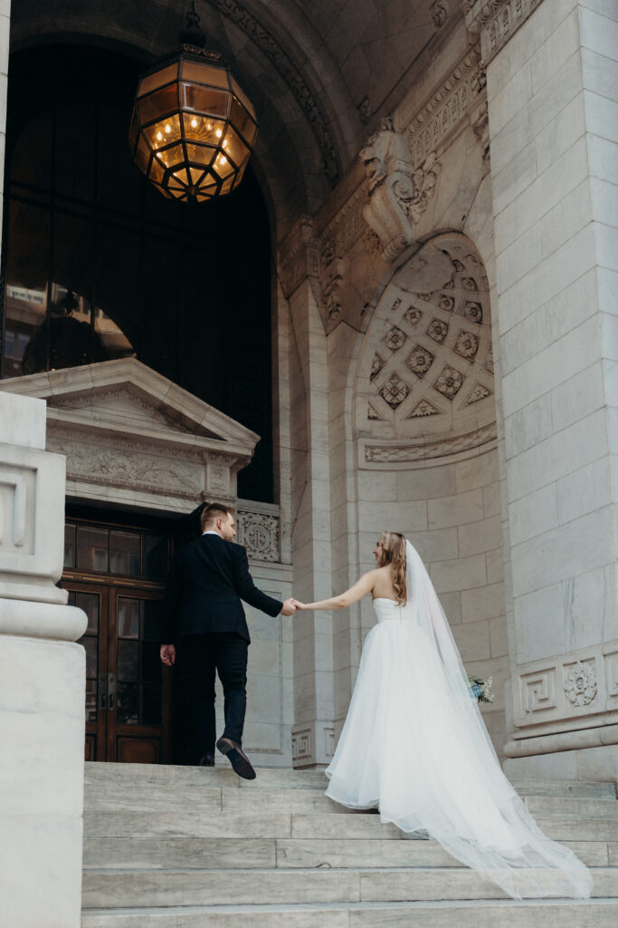 Couple photographed at upper west side by brooklyn elopement photographer