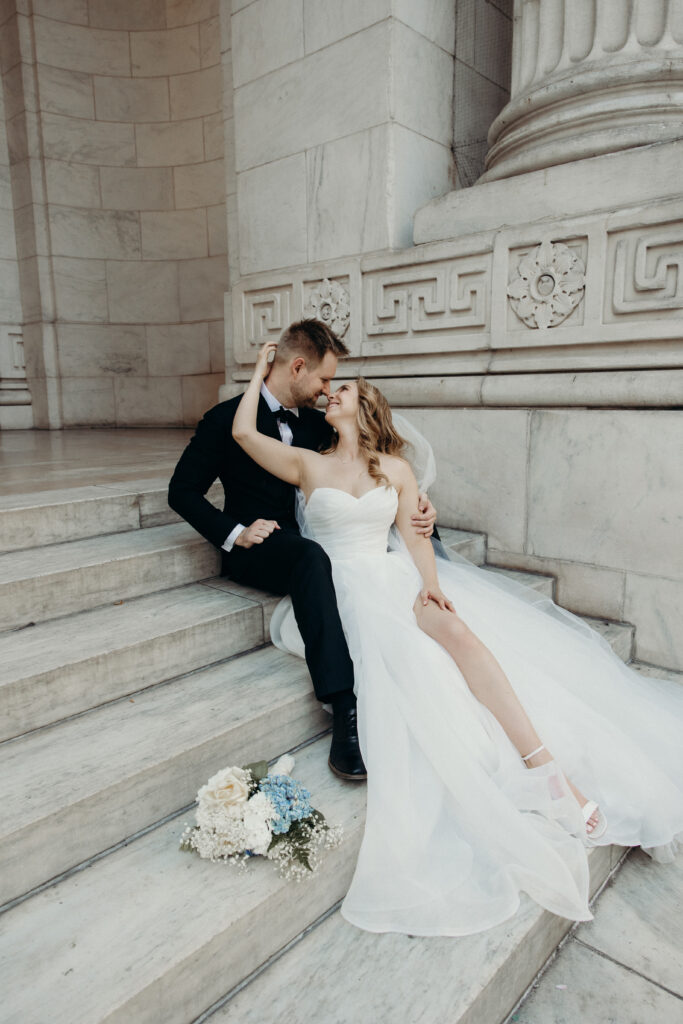 Couple photographed at upper west side by brooklyn elopement photographer