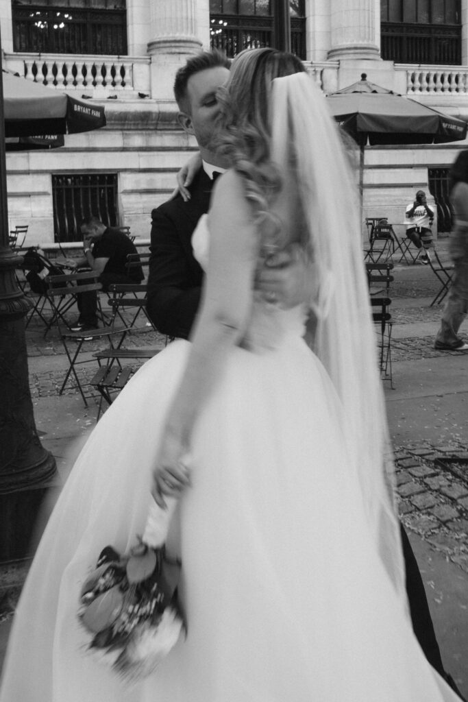 Couple photographed at upper west side by brooklyn elopement photographer