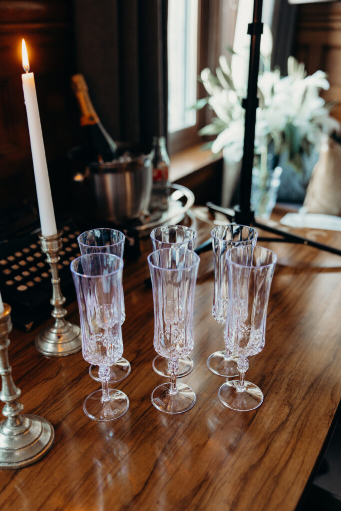 Champagne glass at new york elopement venue the maker hotel