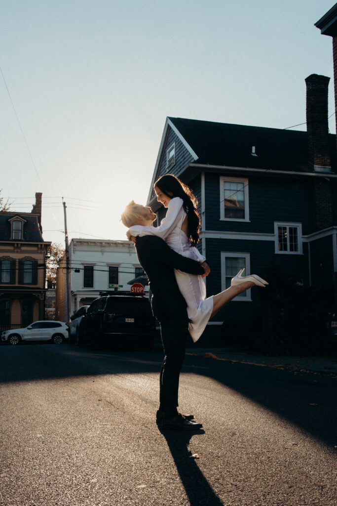 Couple photographed at hudson new york by brooklyn elopement photographer