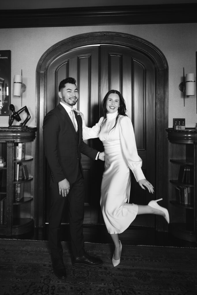 Couple photographed during elopement ceremony at the maker hotel