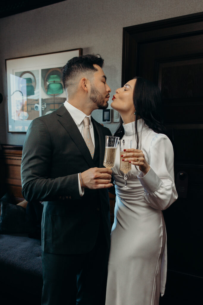 A toast for the newlyweds at the maker hotel