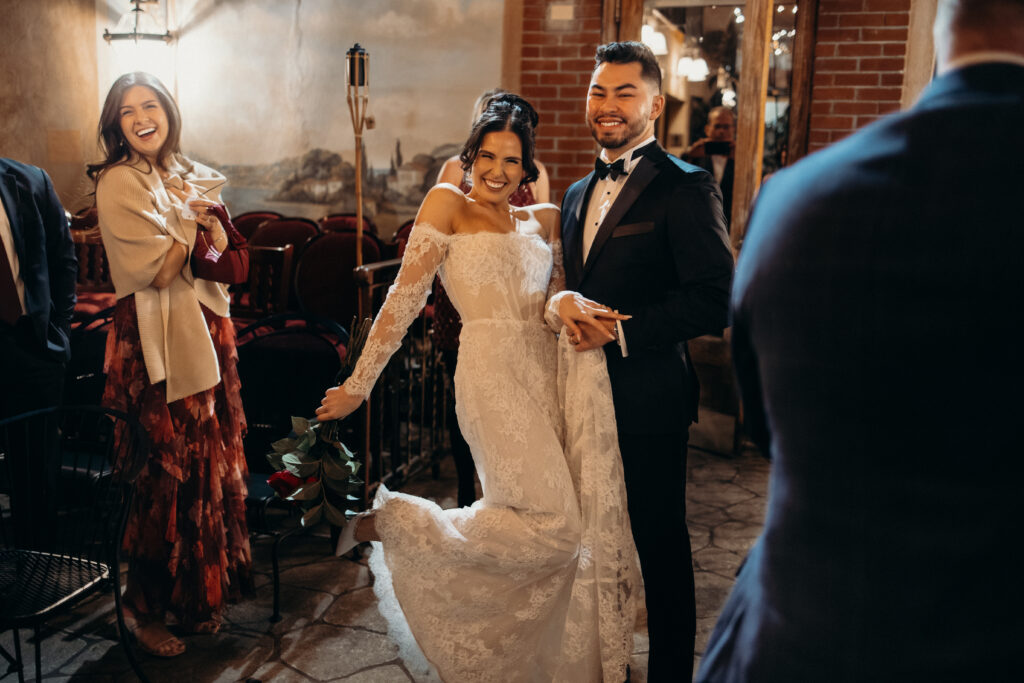 Couple photographed during wedding reception at nyack new york