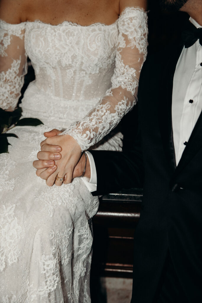 Couple photographed during wedding reception at nyack new york