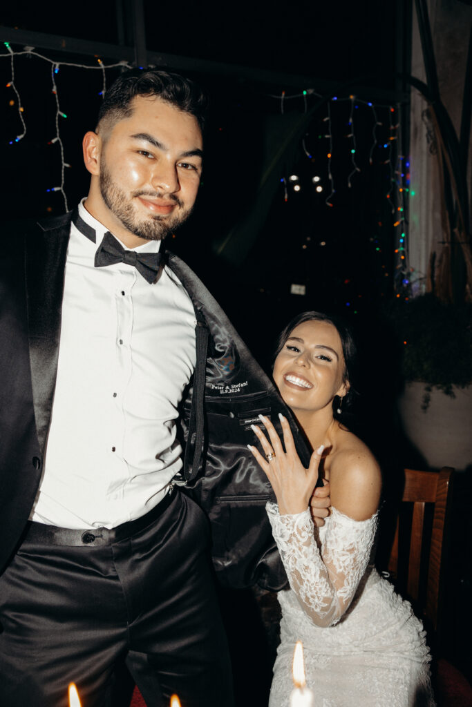 Couple photographed during wedding reception at nyack new york