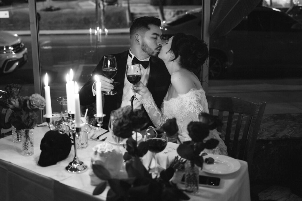 Couple photographed during wedding reception at nyack new york