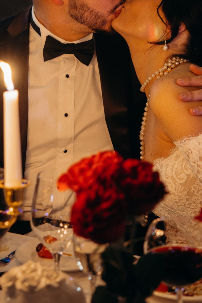 Couple photographed during wedding reception at nyack new york