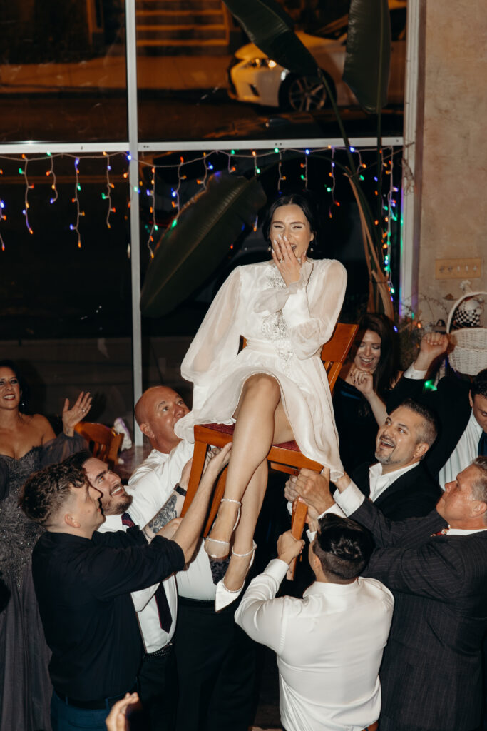 Bride photographed during wedding reception at nyack new york