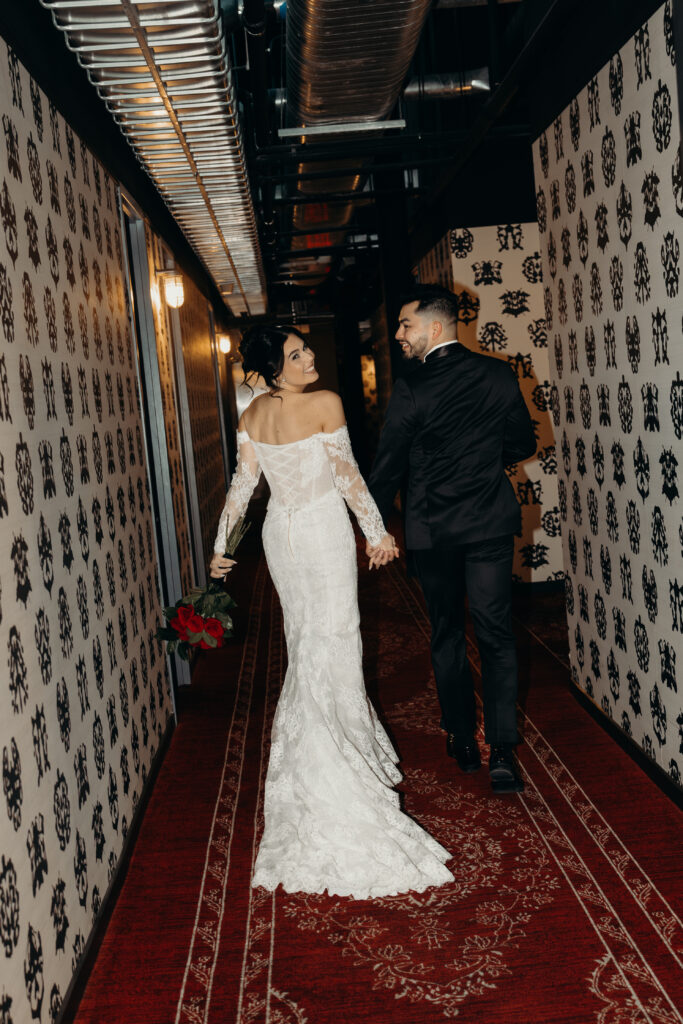 Couple photographed during wedding reception at nyack new york