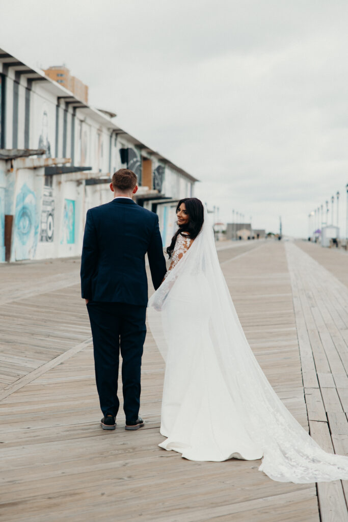 Couple photographed at asbury park by new jersey wedding photographer