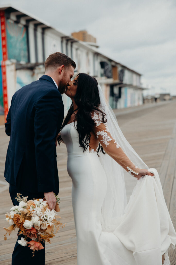 Couple photographed at asbury park by new jersey wedding photographer