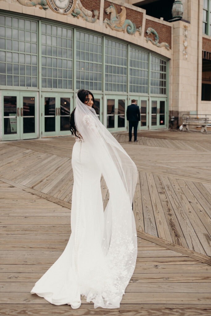 Bride photographed at asbury park by new jersey wedding photographer