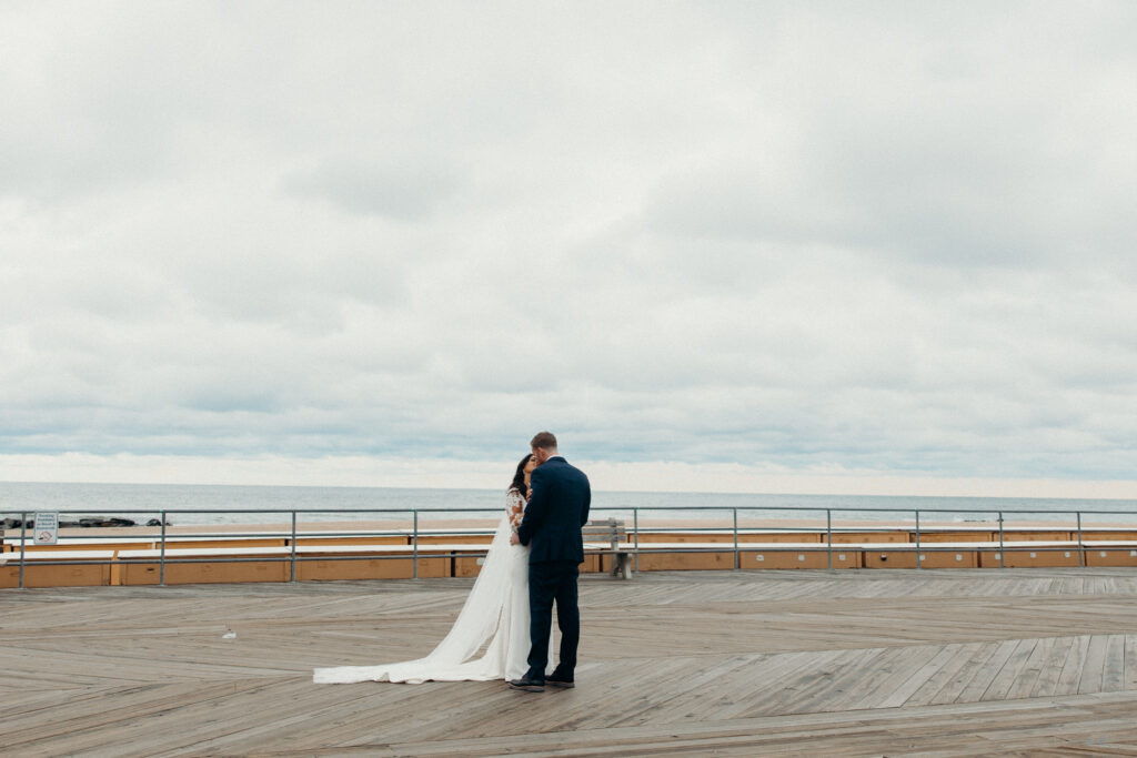 Couple photographed at asbury park by new jersey wedding photographer