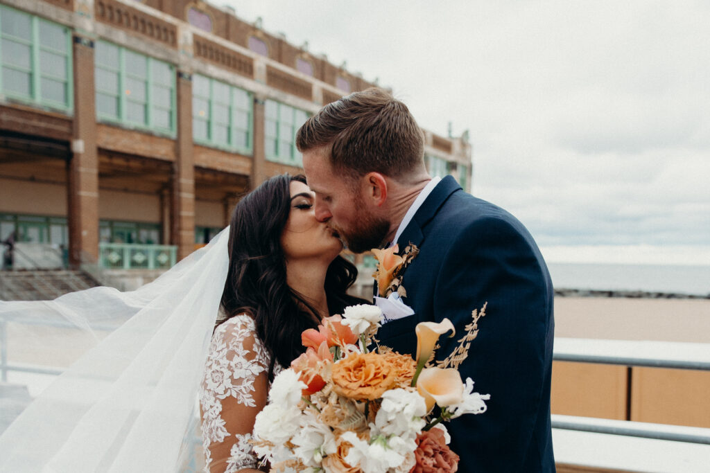 Couple photographed at asbury park by new jersey wedding photographer