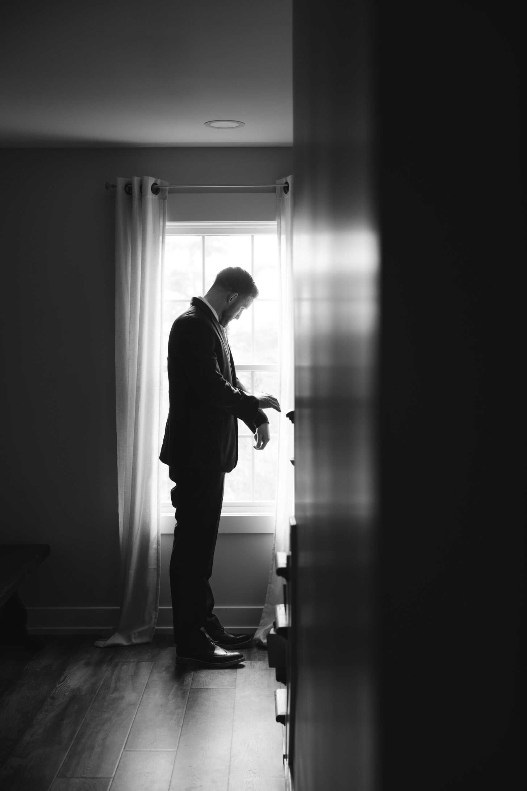 Groom getting ready for his asbury park wedding