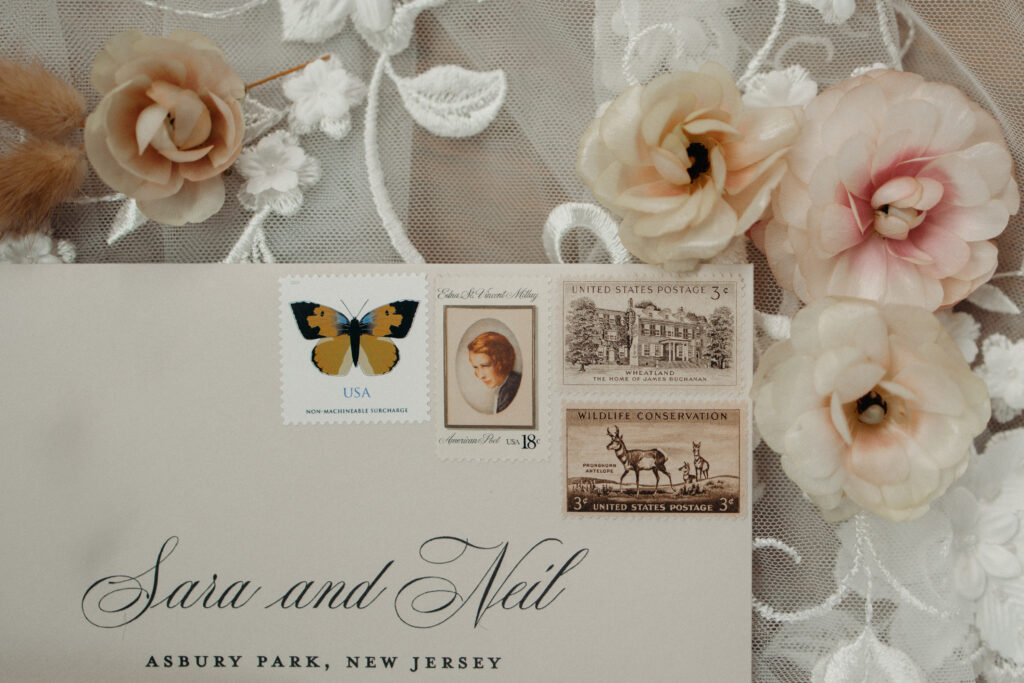 Wedding invitation photographed at asbury park by new jersey wedding photographer