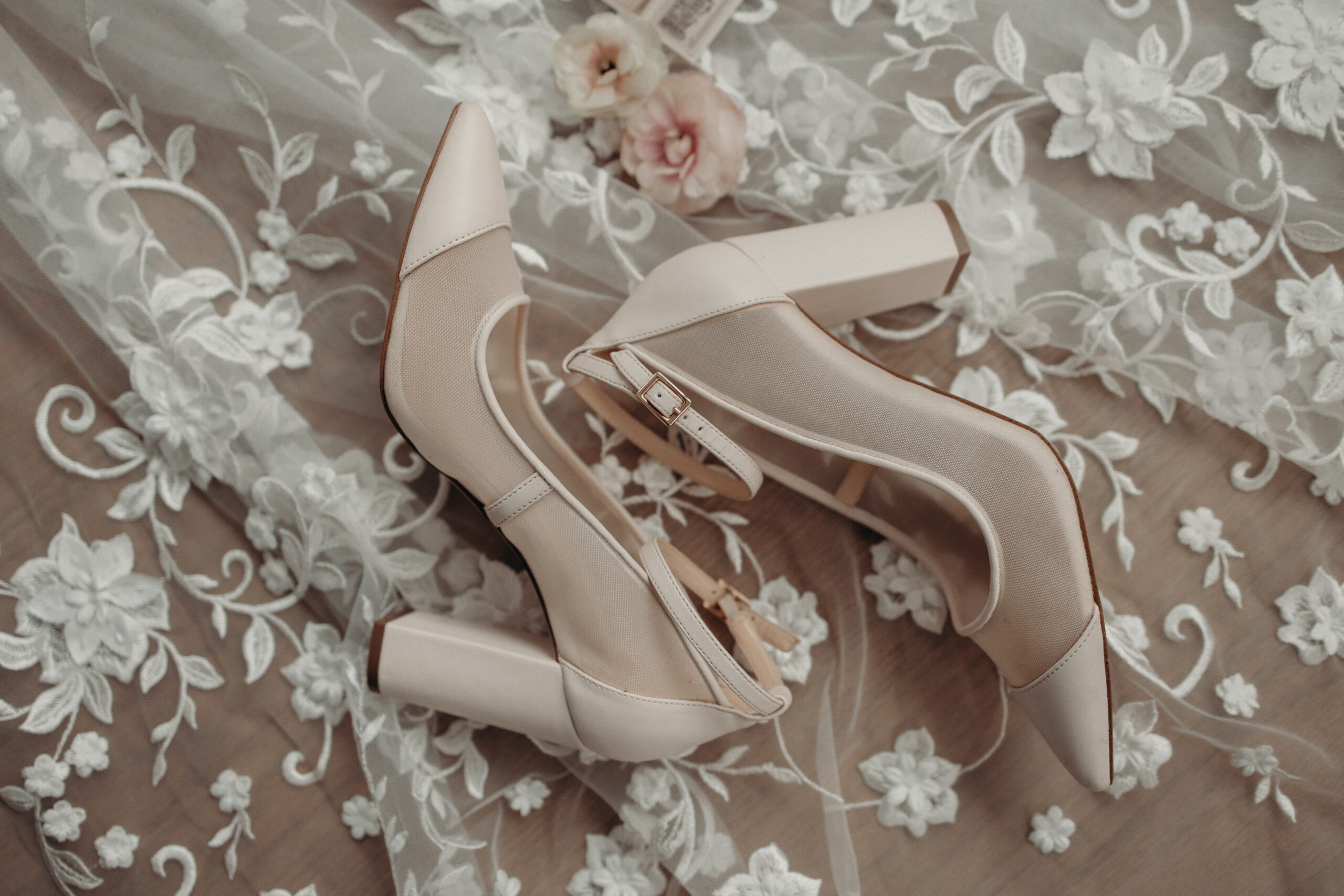 Bridal shoes photographed at asbury park by new jersey wedding photographer