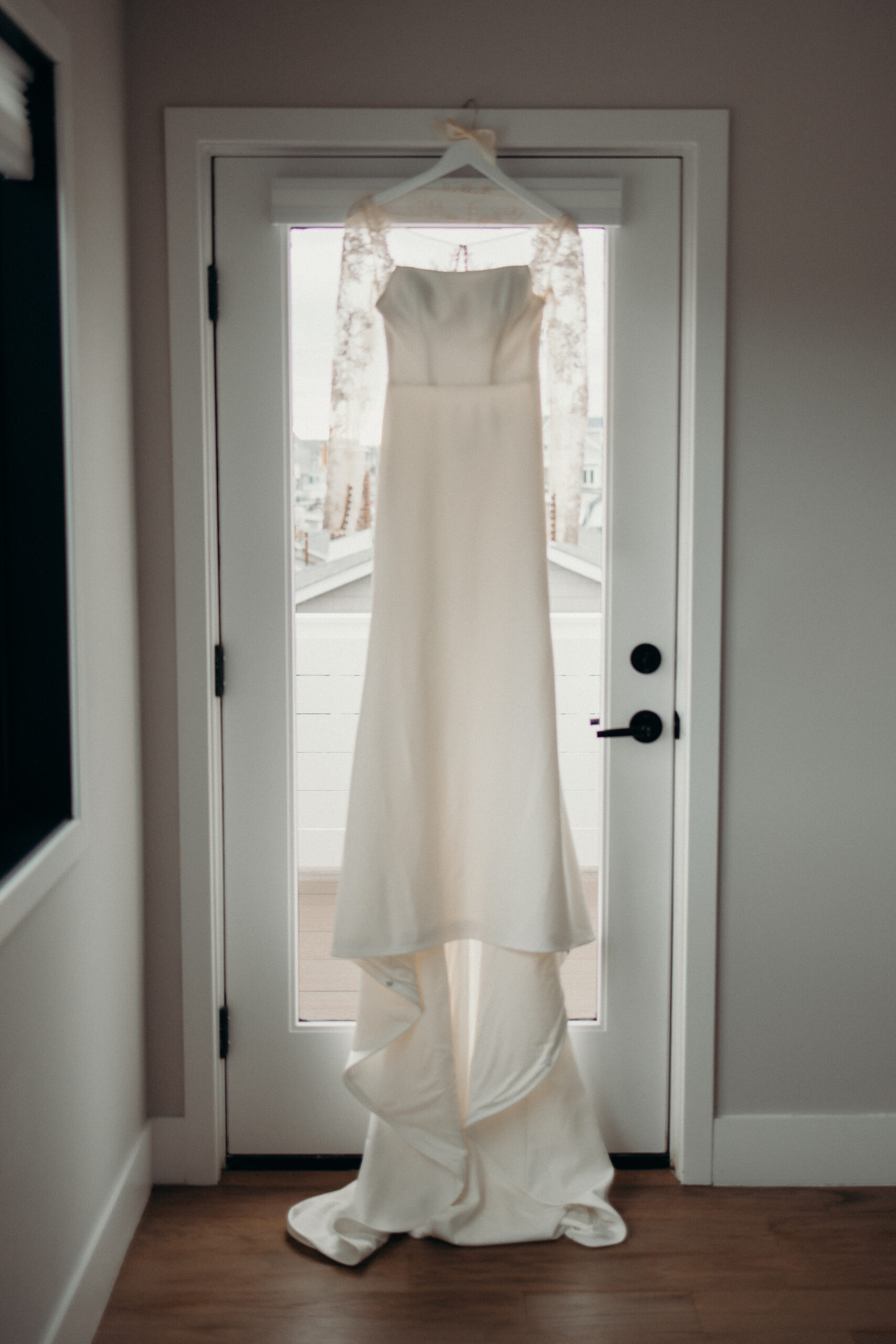 Wedding dress photographed at asbury park by new jersey wedding photographer