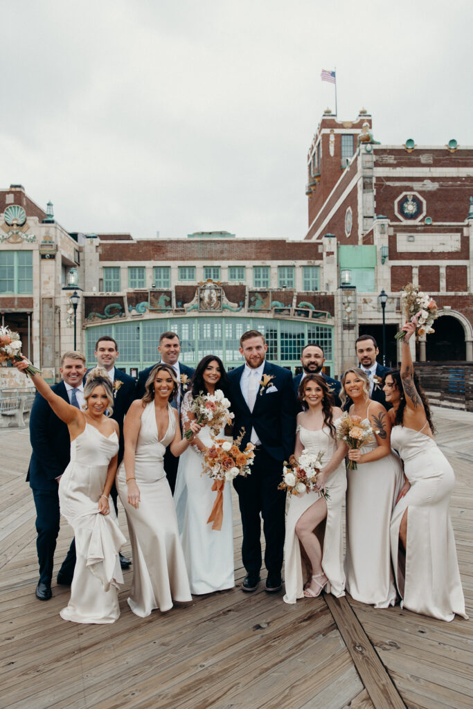 Wedding party photographed by new jersey wedding photographer at asbury park