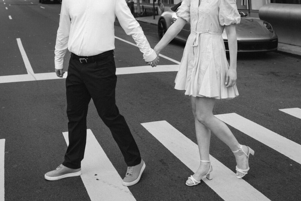 Engaged couple photographed at upper east side by a new york engagement photographer