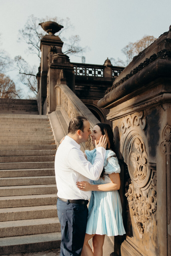 Engaged couple photographed at central park by a new york engagement photographer