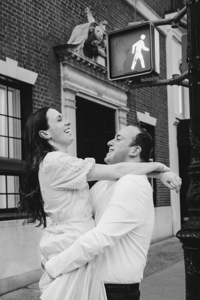 Engaged couple photographed at upper east side by a new york engagement photographer