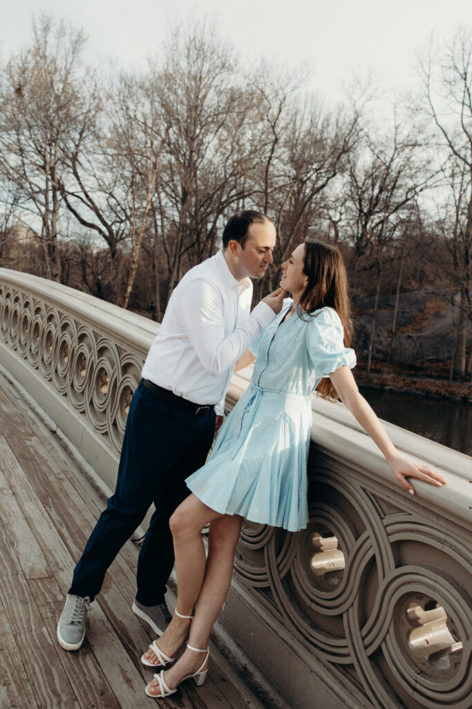 Engaged couple photographed at central park by a new york engagement photographer