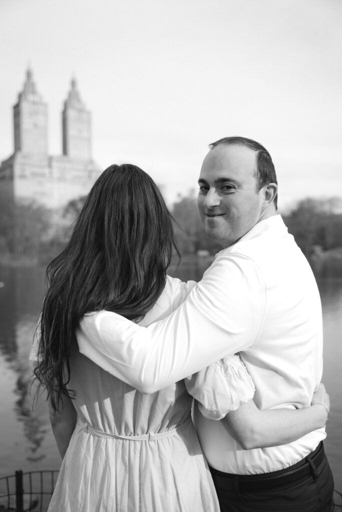 Engaged couple photographed at central park by a new york engagement photographer