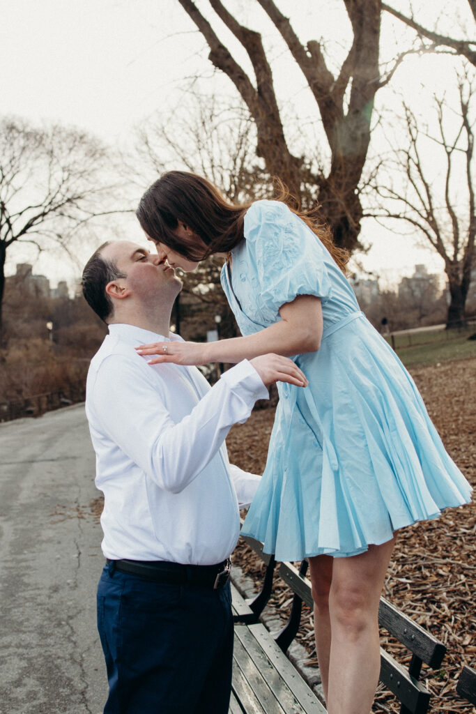 Engaged couple photographed at central park by a new york engagement photographer