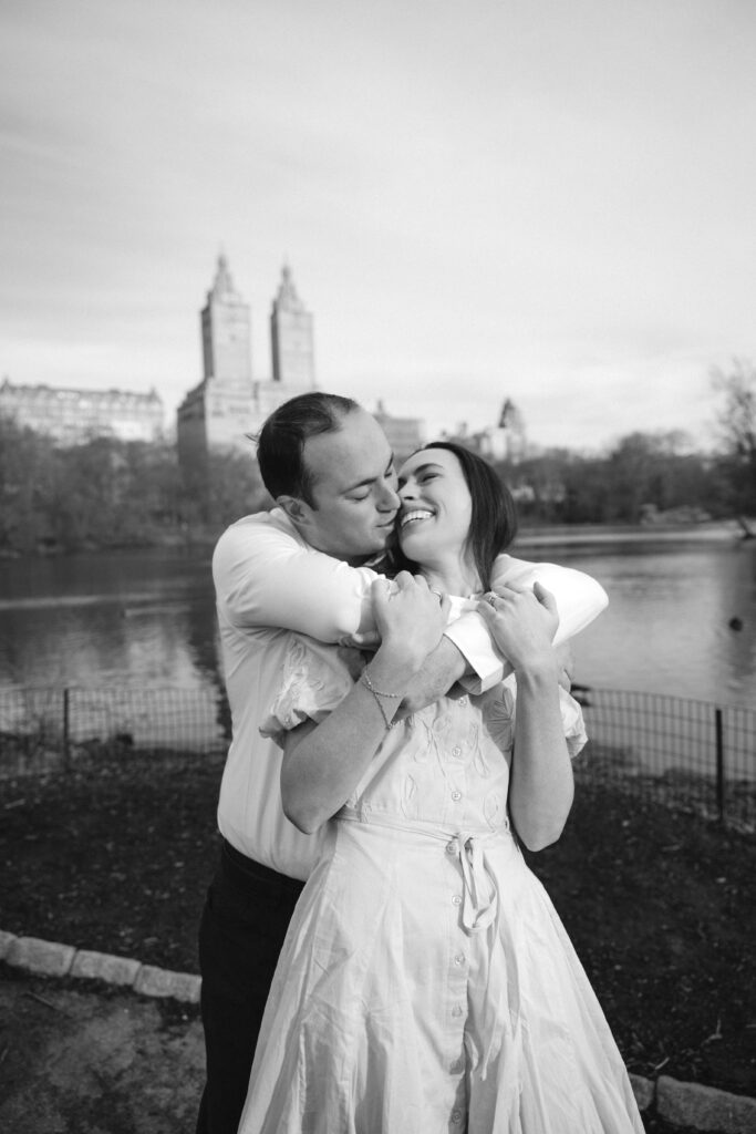 Engaged couple photographed at central park by a new york engagement photographer