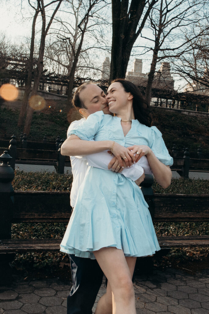 Engaged couple photographed at central park by a new york engagement photographer