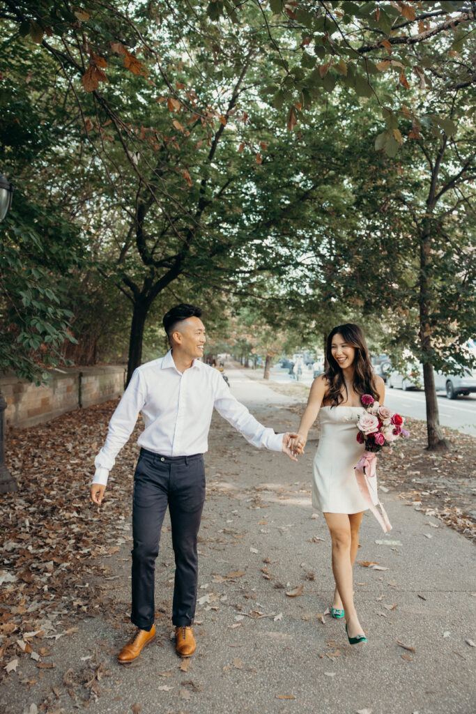 Engaged couple photographed in brooklyn by a brooklyn engagement photographer
