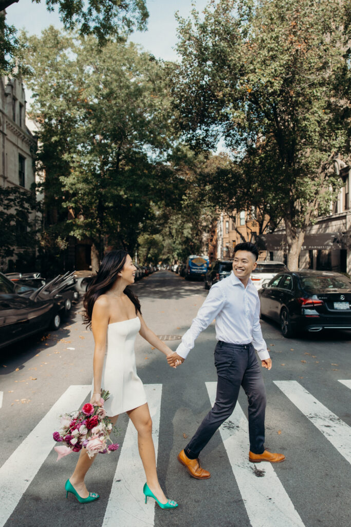 Engaged couple photographed in brooklyn by a brooklyn engagement photographer