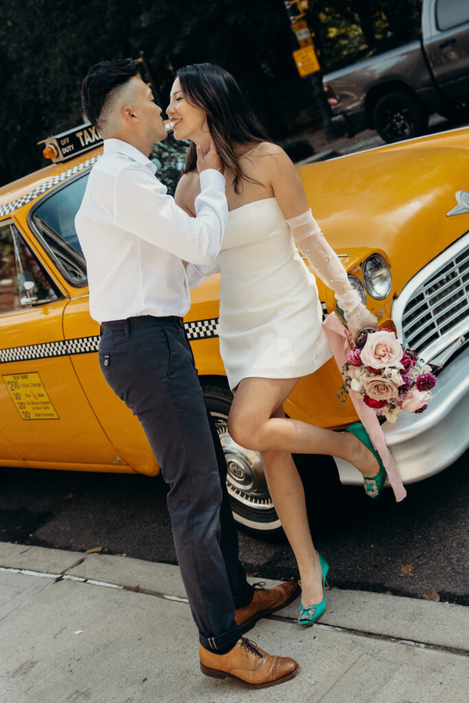 Engaged couple photographed in brooklyn by a brooklyn engagement photographer