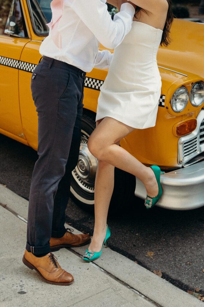 Engaged couple photographed in brooklyn by a brooklyn engagement photographer