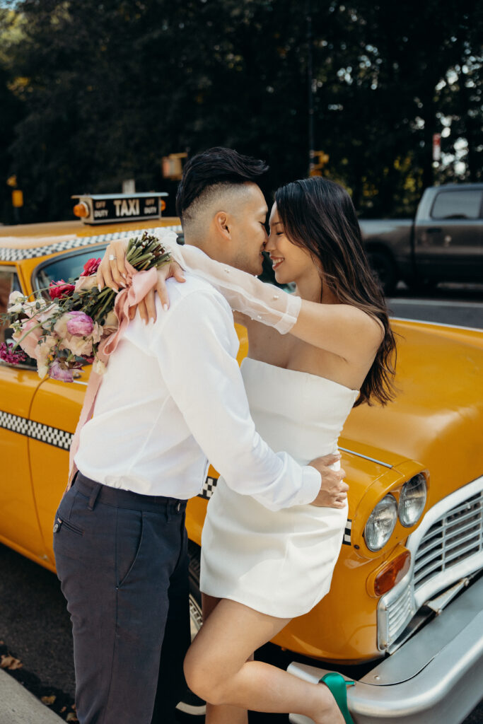 Engaged couple photographed in brooklyn by a brooklyn engagement photographer
